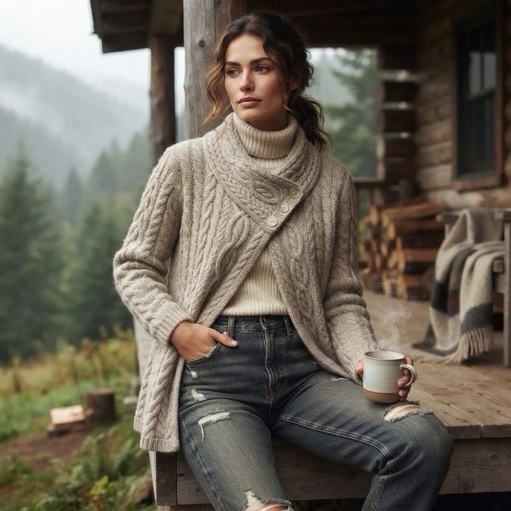 Aran Crafts Cardigan Sweater Chunky Knit M Neutral Fisherman Ireland
